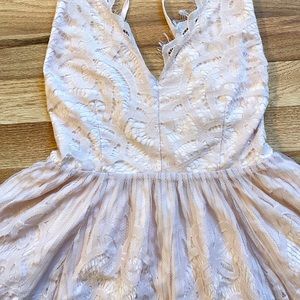 Tobi Lace Strappy Back Ballerina Pink Mini Dress